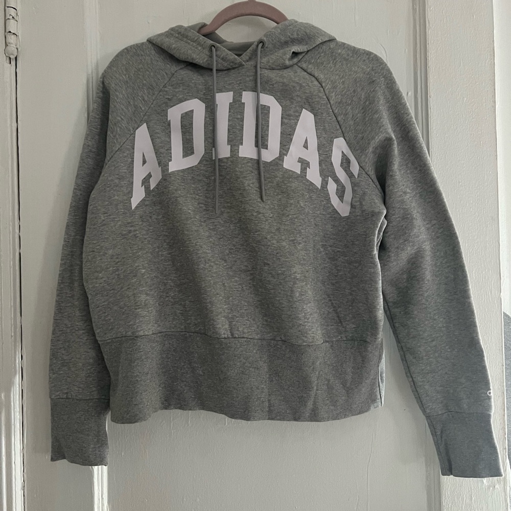 Adidas cropped gray hoodie